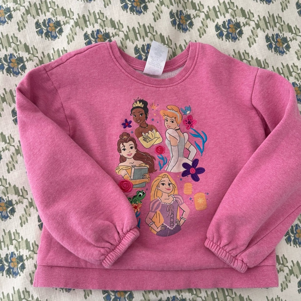 Girls Disney Princess Pink Sweatshirt Sz 7